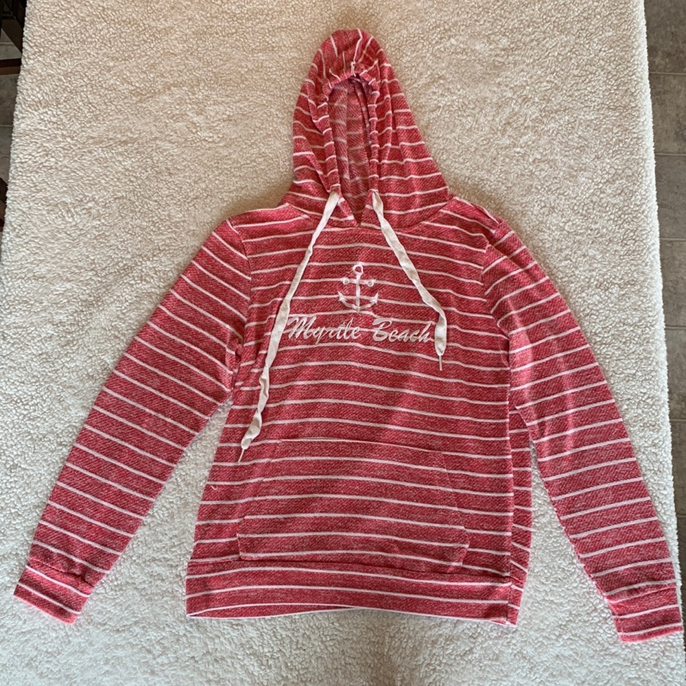 Suzzi Red and White Striped Myrtle Beach Hoodie